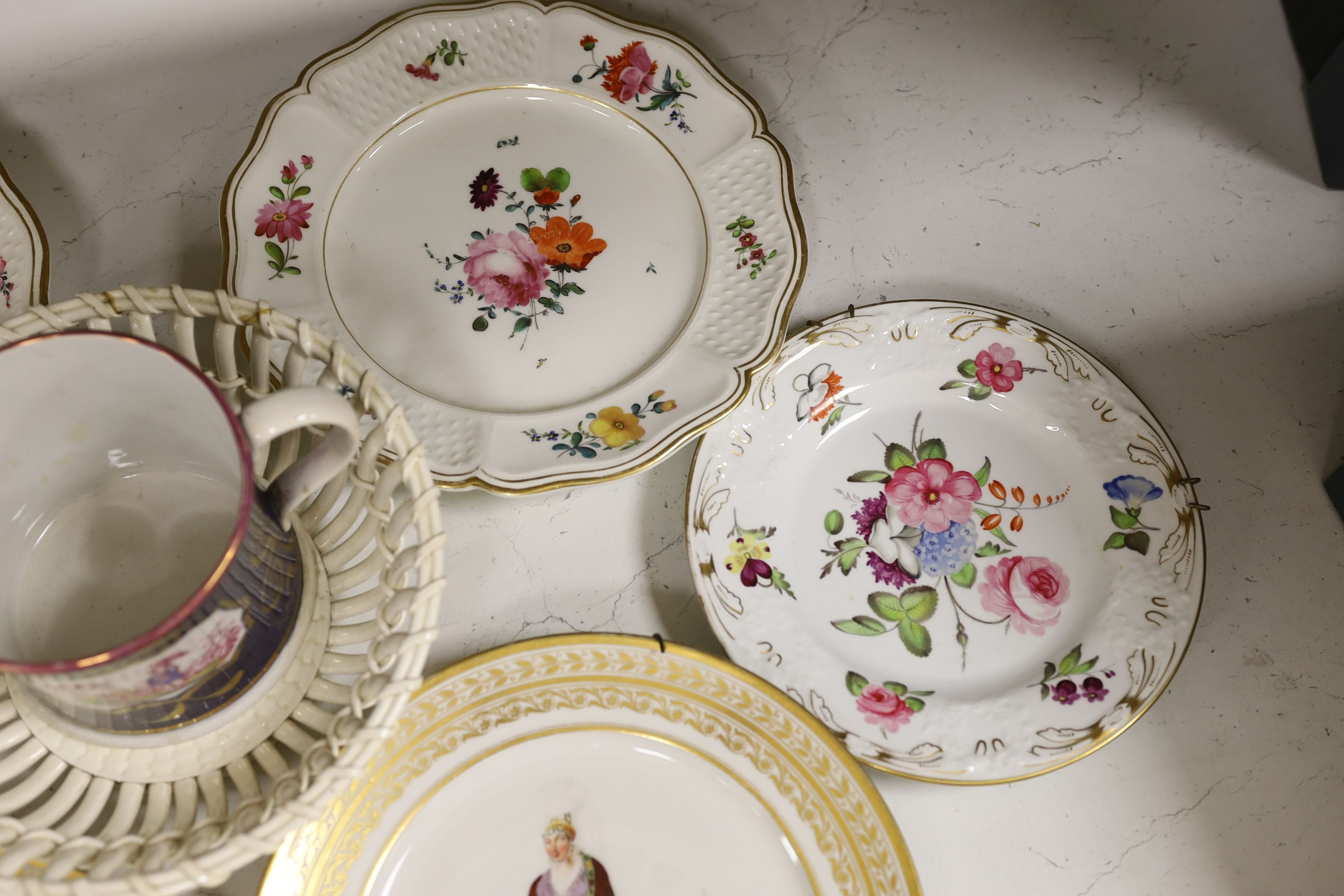 A pair of 19th century Derby shell dessert dishes together with Victorian ceramics and Continental porcelain (11)